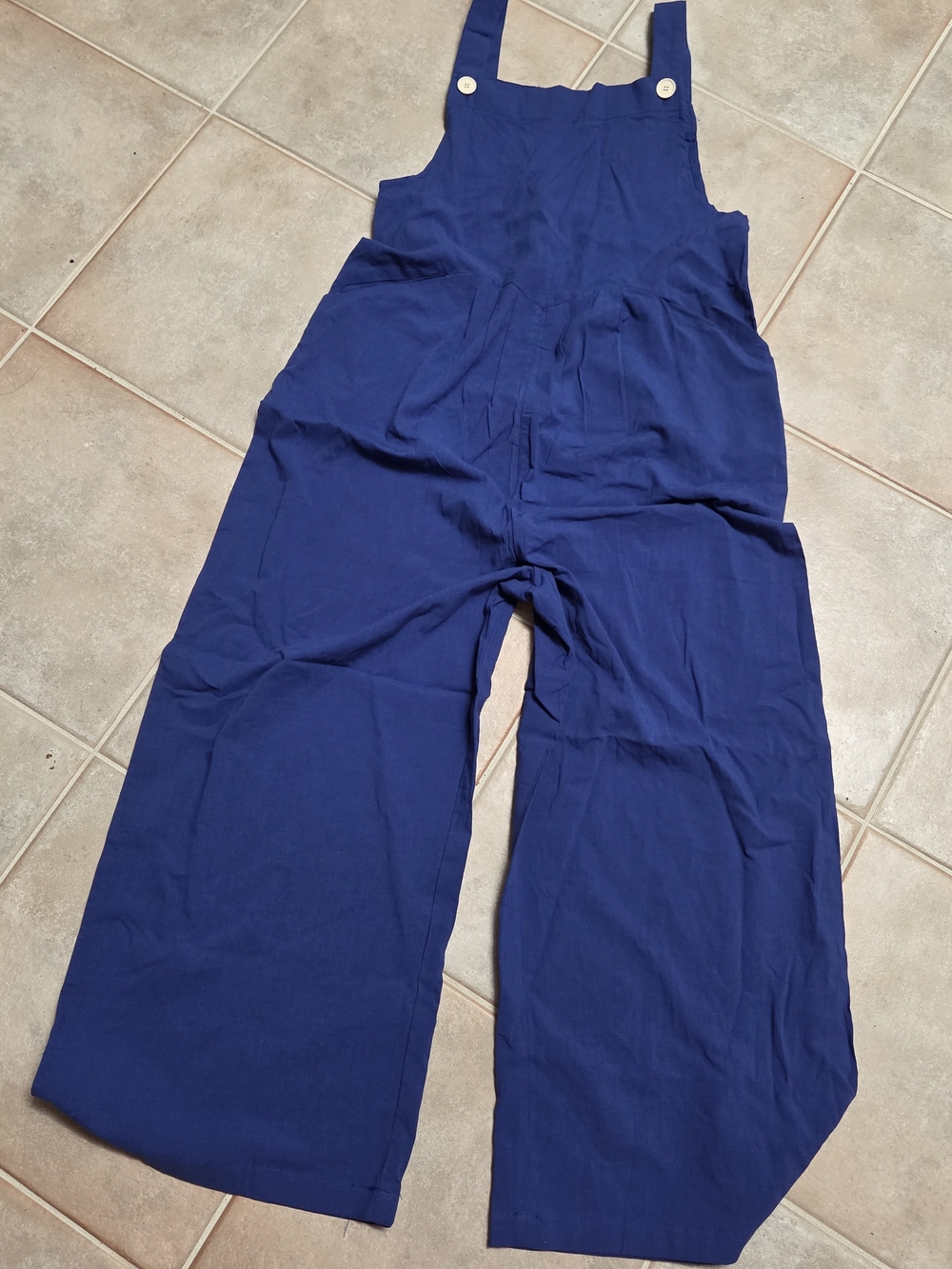 Wide-Leg Navy Womens Overalls Jumpsuit
